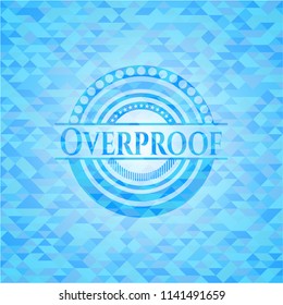 Overproof sky blue emblem with mosaic background