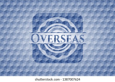 Overseas blue hexagon badge. Vector Illustration. Detailed.