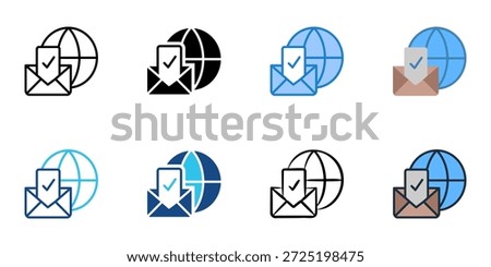 Overseas Voting icons set multiple style collection. Editable stroke 
