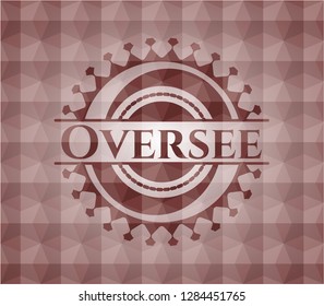 Oversee red seamless emblem or badge with geometric pattern background.