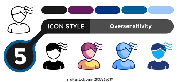 Oversensitivity icon for representing heightened response systems, emotional reactivity, and low tolerance thresholds. Line, Filled, Color style.