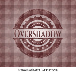 Overshadow red emblem with geometric background. Seamless.