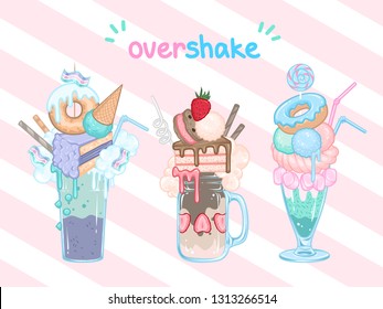 Overshake set. Vector illustration