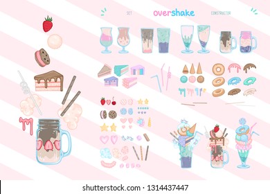 Overshake set. Vector illustration