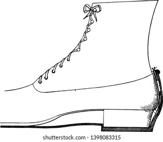 Overshoe Fastening Device are conventional articles of clothing vintage line drawing or engraving illustration.