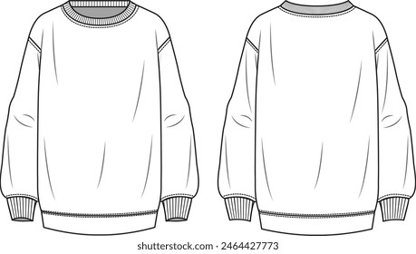 Oversize Basis Sweatshirt Technische Zeichnung