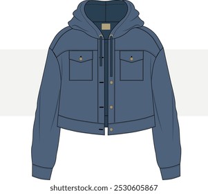 CHAQUETA VAQUERA DE GRAN TAMAÑO CON DETALLE DE CAPUCHA DE HOMBRO CAÍDO DISEÑADA PARA ILUSTRACIONES VECTORIALES DE MUJERES Y HOMBRES.