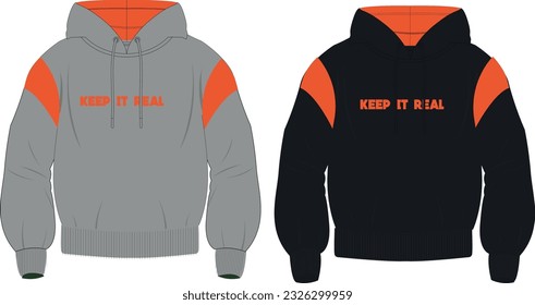 oversize hoodie front logo vector template 