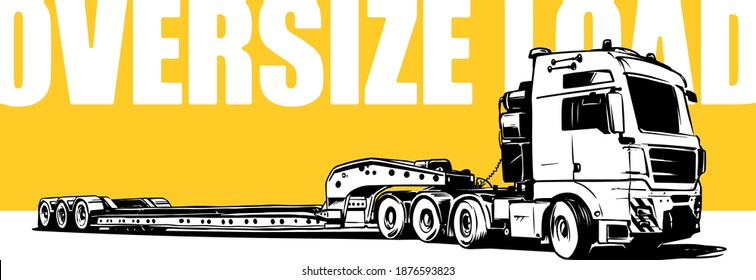 Oversize load.  European truck with a lowboy semi-trailer for transporting oversized loads.