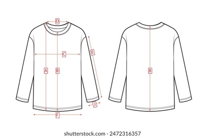 Oversize longsleeve sketch. Clothing measurements.