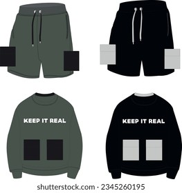 oversize men sweatshirt and men  short template 