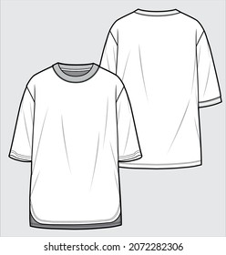 OVERSIZE MENS TEE WITH DROP SHOULDER AND HIGH LOW HEMLINE DETAIL IN EDITABLE VECTOR FILE