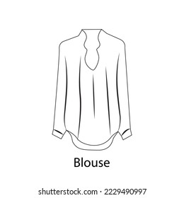 Oversize sleeve length blouse vector illustartion. Wide blouse outline icon hand drawing cardigan tshirt vector icon isolated on white background.  silhouette of blouse for women. 