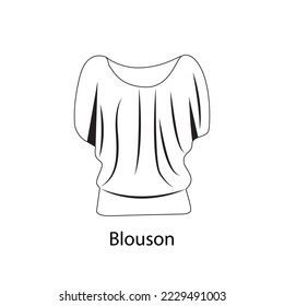 Oversize sleeve length blouse vector illustartion. Wide blouse outline icon hand drawing cardigan tshirt vector icon isolated on white background.  silhouette of blouse for women. 