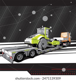 oversize truck carrying heavy duty cylinder with wihte and orange background vector