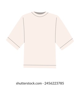 Camiseta de Vector de gran tamaño. Ropa casual de verano para mujer y hombre. Ilustración vectorial plana de color aislada sobre fondo blanco. Estilo dibujado a mano. 