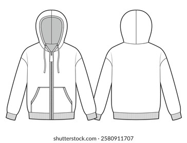 Oversized basic hoodie with zipper clasp