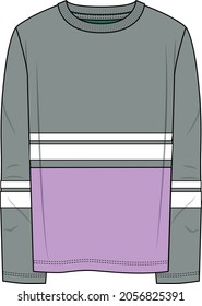 Oversized cotton-fleece hoodie technical fashion illustration with pocket, relaxed fit, long sleeves. Flat outwear jumper apparel template front back white color. Women, men, unisex sweatshirt top CAD