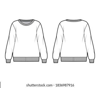 Cottonterry Oversized Sweatshirt Technical Fashion Illustration Stock ...