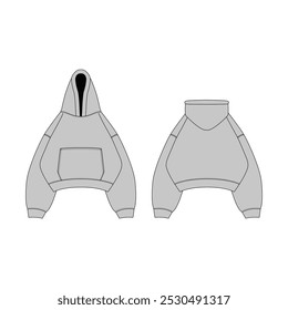 Oversized Heavyweight Hoodie Mockup Vector Template – Perfect for Fashion Designers and Apparel Mockups