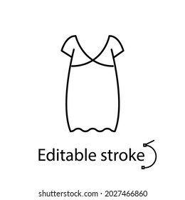 Oversized home dress outline icon. Woman gown. Homewear and sleepwear. Customizable linear contour symbol. Editable stroke. Isolated vector stock illustration