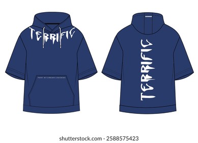 Oversized hoodie, sweatshirt, hoodie, tee, urban, streetwear, slogan art, graphic print, navy, blue, fashion, placement graphic, vector artwork