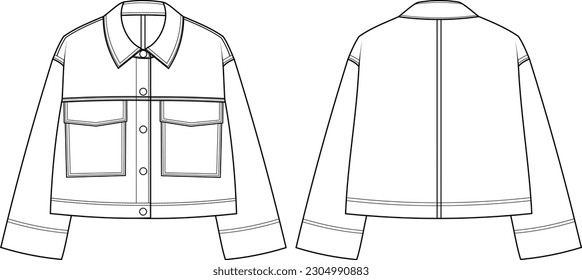 oversized longsleeve jacket flat sketch