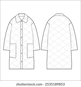 Oversized Padded Overcoat Vector Template