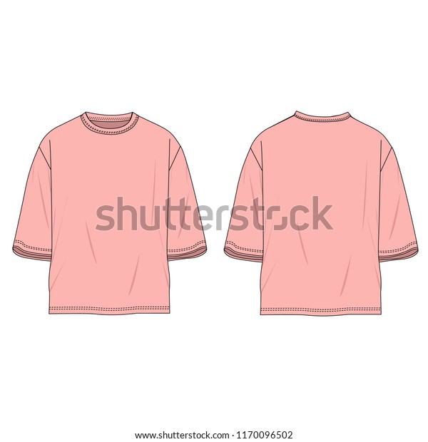 Oversized Pink Peach Color Tshirt Template Stock Vektorgrafik Lizenzfrei