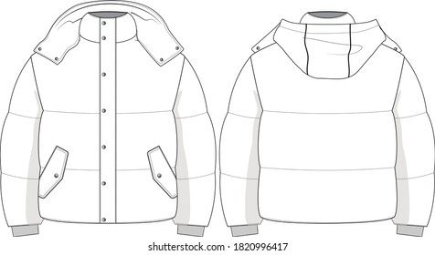 oversized puffer jacket  technical drawing