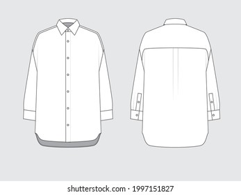 Oversized Shirt Front Back Drawing Technical Stock Vector (Royalty Free ...