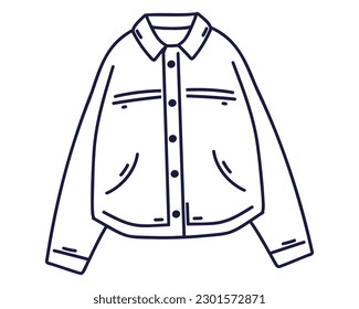 Oversized shirt, line drawing, doodle vector illustration