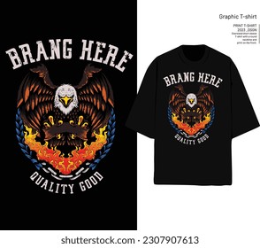 Oversized T shirt Of Eagle For Your Clothing Line