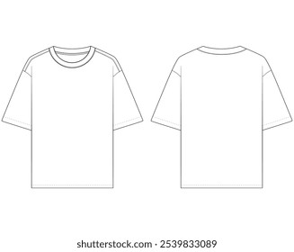 oversized t shirt vector tee Shirt fashion flat drawing illustration template template