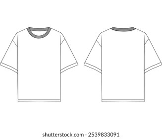 oversized t shirt vector tee Shirt fashion flat drawing illustration template template