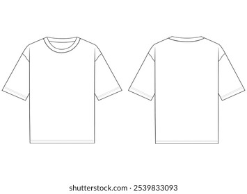 modelo de ilustração de desenho plano de moda camisola T vetor T T sobredimensionado