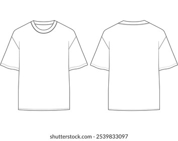 oversized t shirt vector tee Shirt fashion flat drawing illustration template template