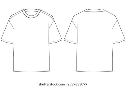 oversized t shirt vector tee Shirt fashion flat drawing illustration template template