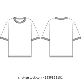 oversized t shirt vector tee Shirt fashion flat drawing illustration template template