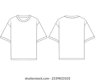 oversized t shirt vector tee Shirt fashion flat drawing illustration template template