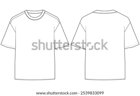 oversized t shirt vector tee Shirt fashion flat drawing illustration template template