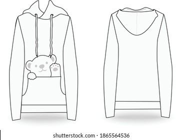 Oversized trend hoodie. Mockup template.