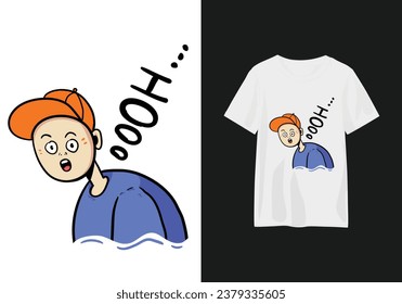 Oversized t-shirt design graphic. Funky character illustration for apparel design.