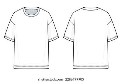 Slim fit tee fashion flat sketch template Vector Image