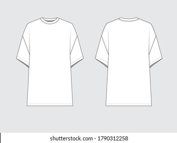 oversized t-shirt pattern, flat pattern, vector