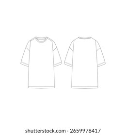 Camiseta técnica de gran tamaño Sketch vista frontal y trasera