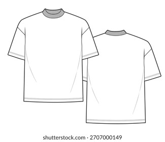 Camiseta de gran tamaño diseño de Vector maqueta Plantilla plano técnico.