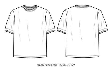 Camisetas sobredimensionadas modelo vetor design modelo ilustração técnica.