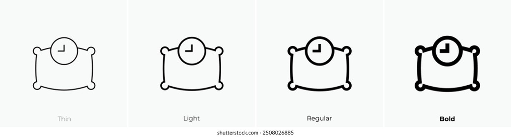 Icono de oversleep. Diseño de estilo delgado, ligero, regular y audaz aislado sobre fondo blanco