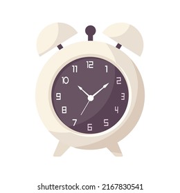 Overslept. Alarm clock red wake up time isolated on background in flat style. Vector illustration